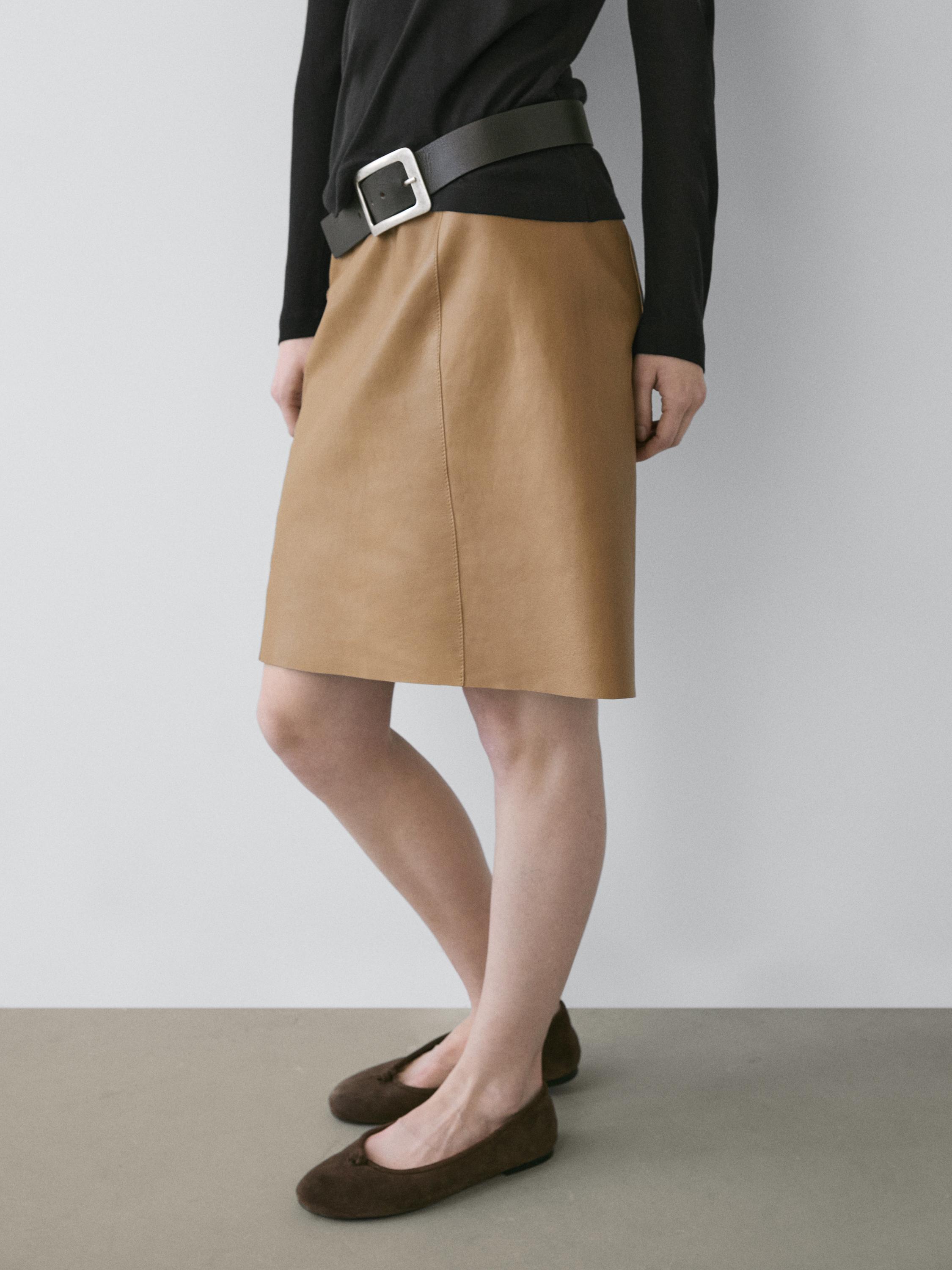 Nappa leather mini skirt
